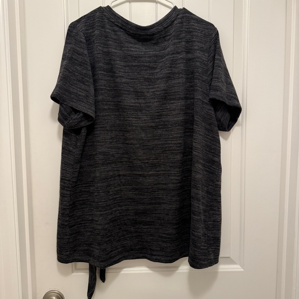 Ava & Viv Women’s Grey Space Dye Knit Top Tie Detail Size 2X - Picture 5 of 5